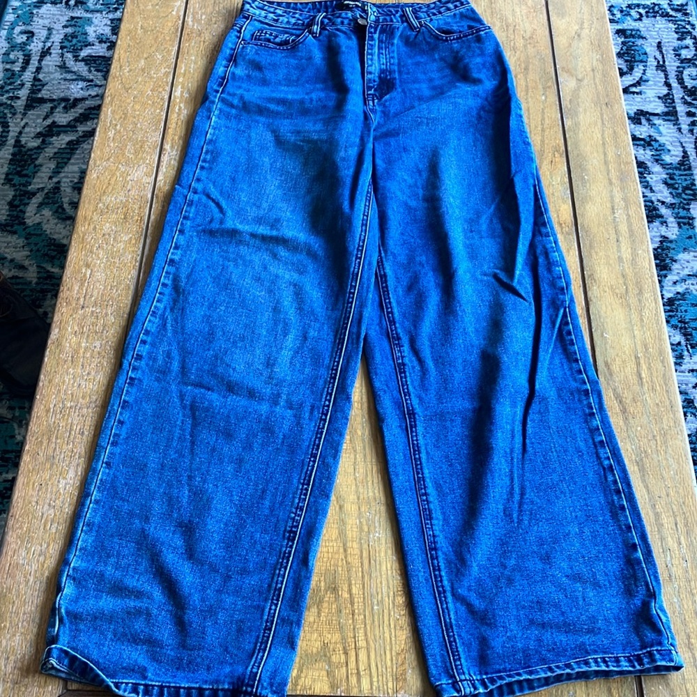 Missguided Blue Flare Wide Leg Jeans